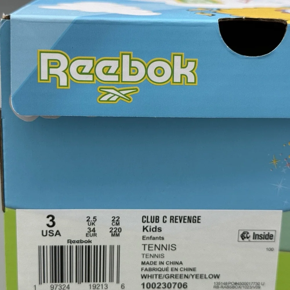 Reebok x Sesame Street Club C‎ Revenge Kids Size 3 White Green Limited Rare NIB
